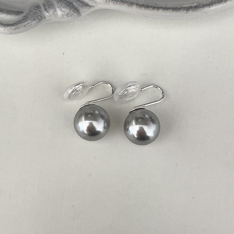 Simple Design Gray Pearl Stud Earrings For Women