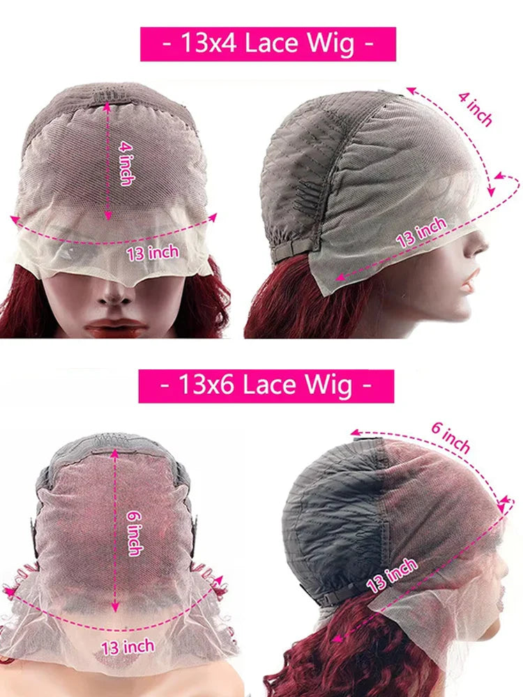 Body Wave Burgundy Human Hair Wigs