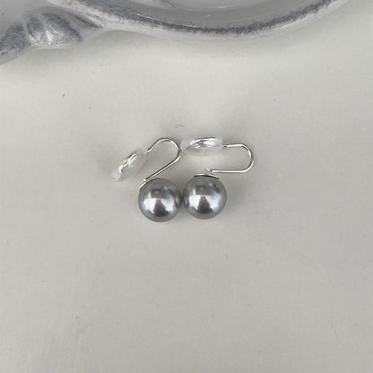 Simple Design Gray Pearl Stud Earrings For Women
