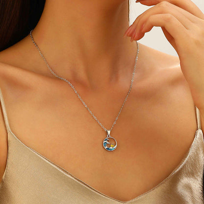 Blue HAILANG Sun Water Drop Pendant Necklace For Women