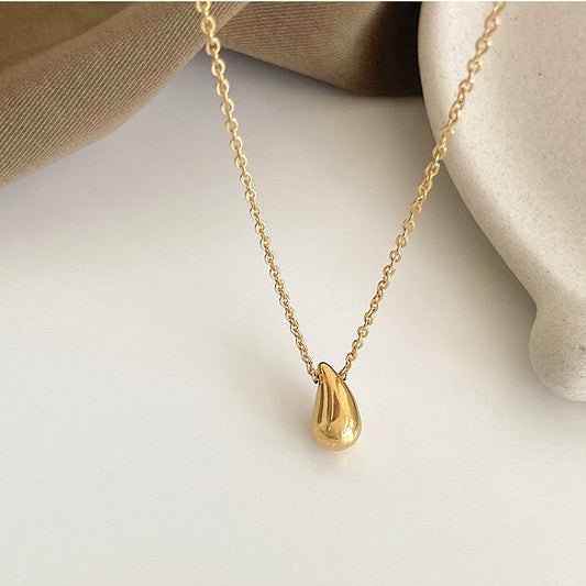 Minimalist New Small Water Drop Titanium Steel Necklace For Women