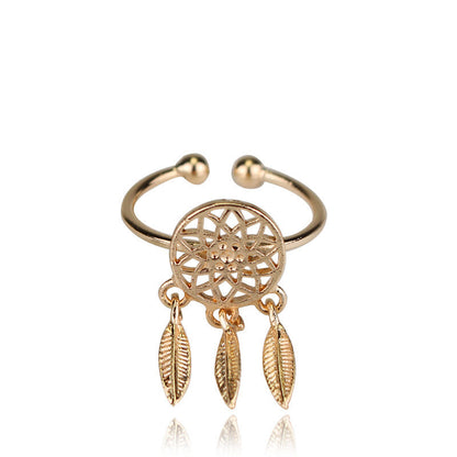 Hollow feather bracelet pendant earrings ring set