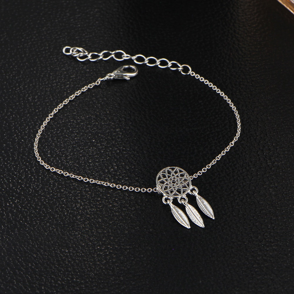 Hollow feather bracelet pendant earrings ring set