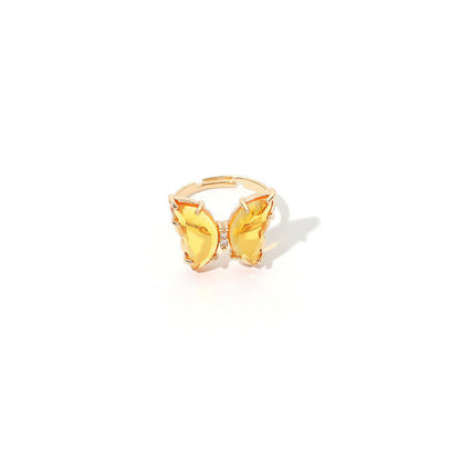 Charm Butterfly Ring For Women Crystal Zircon Rings Gold Silver