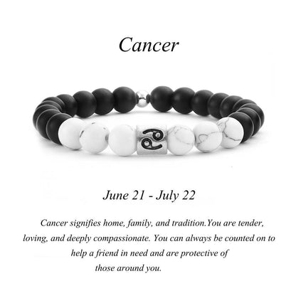 Frosted Black Agate White Turquoise Couple Bracelets For Men And Women Beads Bracelets 12 Constellation Bead Bracelets