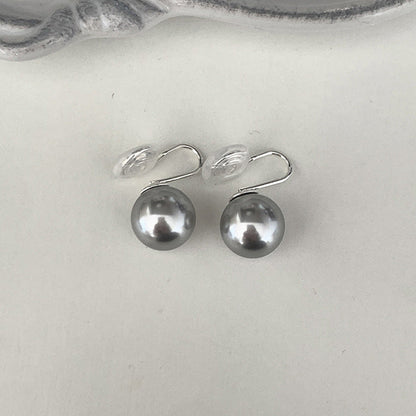 Simple Design Gray Pearl Stud Earrings For Women