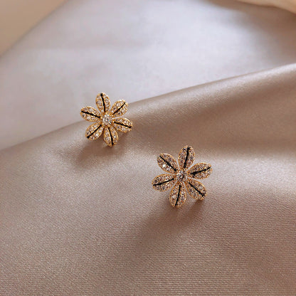 Drip Glazed Earrings Petals Rhinestone Elegant Earrings For Women