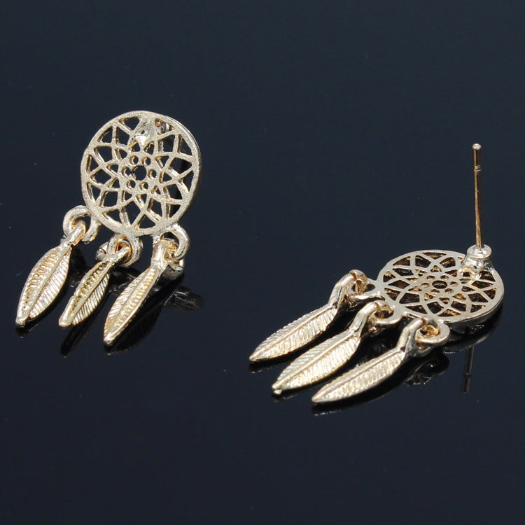 Hollow feather bracelet pendant earrings ring set