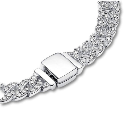 Pave Cuban Bracelet | White Gold