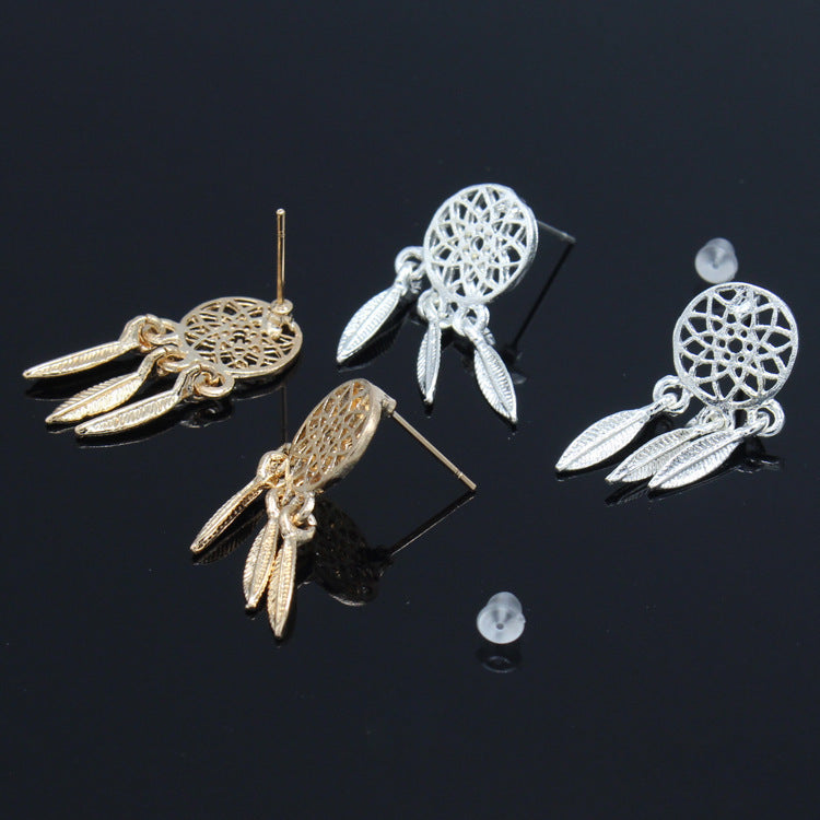 Hollow feather bracelet pendant earrings ring set