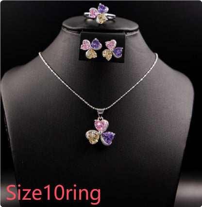 Clover Zircon Diamond Jewellery Set Women