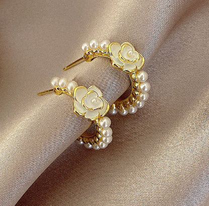 Sterling Silver Needle Rhinestone Earrings For Women New Niche Temperament Simple Flower Elegant Ear Studs Earrings