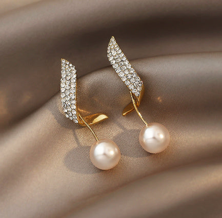 Sterling Silver Needle Rhinestone Earrings For Women New Niche Temperament Simple Flower Elegant Ear Studs Earrings