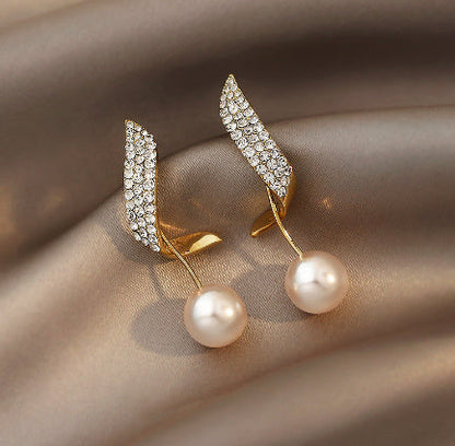 Sterling Silver Needle Rhinestone Earrings For Women New Niche Temperament Simple Flower Elegant Ear Studs Earrings