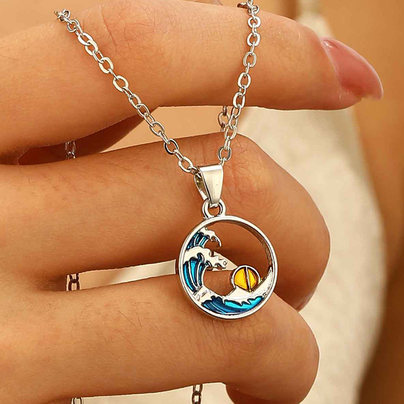 Blue HAILANG Sun Water Drop Pendant Necklace For Women