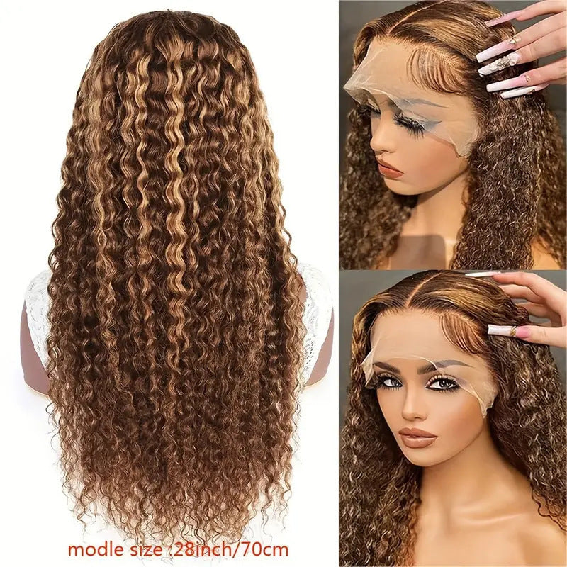 European And American Medium Brown Mixed Color African Curly Hair Synthetic Wigs