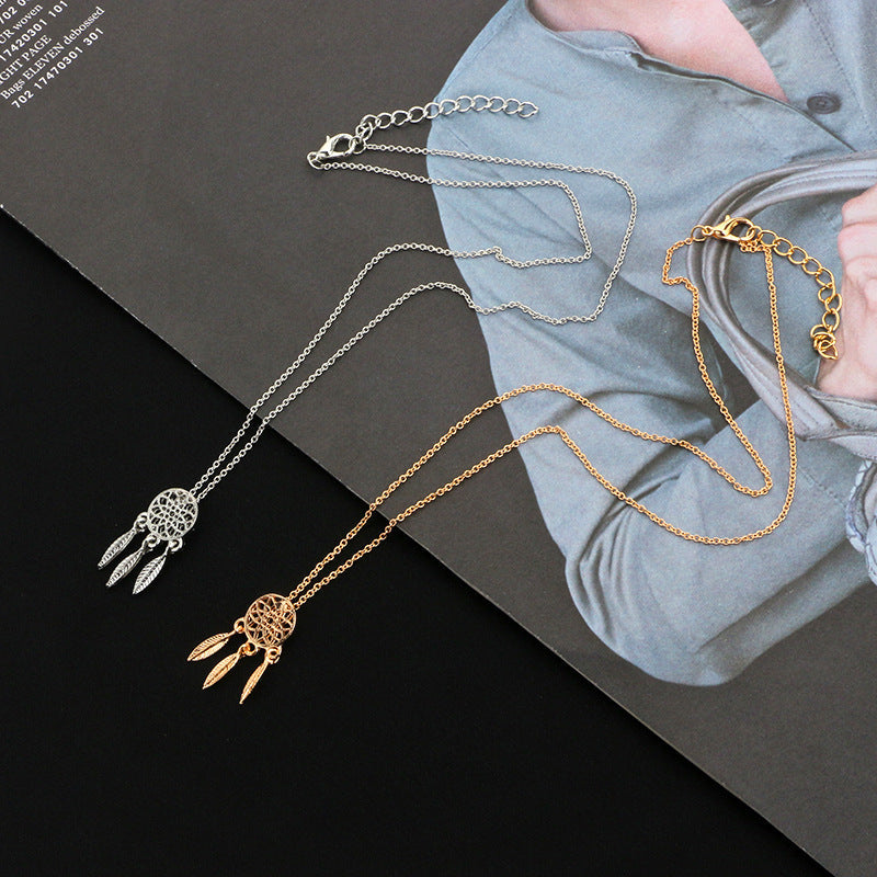 Hollow feather bracelet pendant earrings ring set