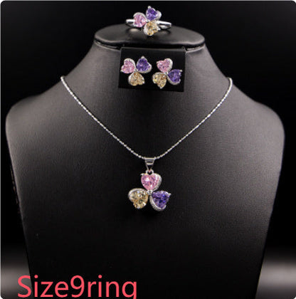 Clover Zircon Diamond Jewellery Set Women