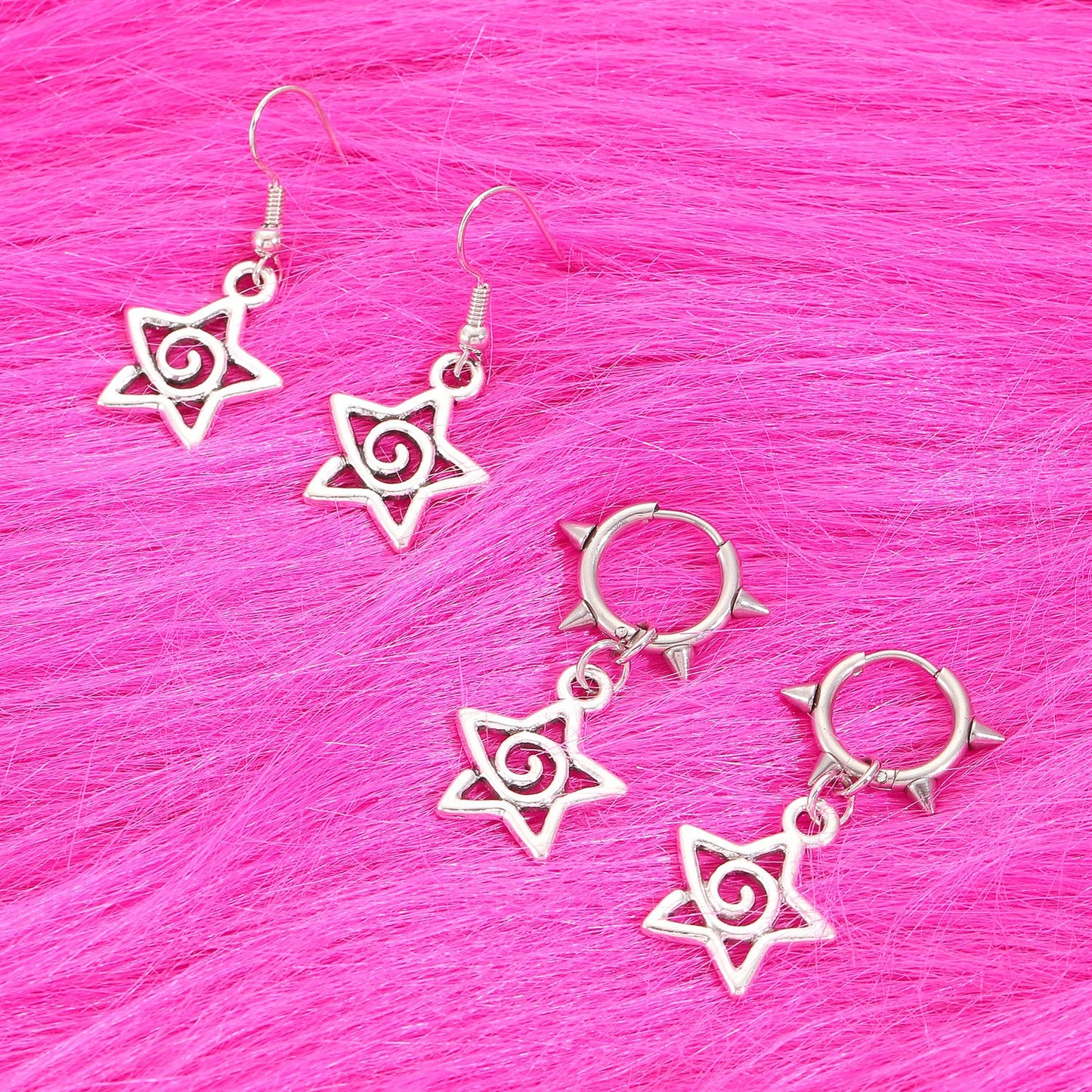 Cute Swirls Bowknot Gothic Charm Rivet Earrings For Women Punk Pull Style Jewelry Vintage