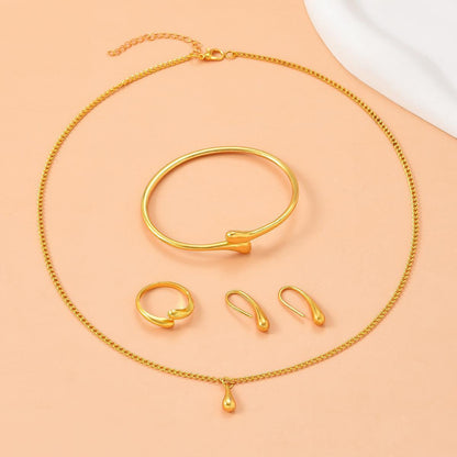 Water Drop Suit Simple Daily Fashion Necklace Earrings Bracelet Ring Suit