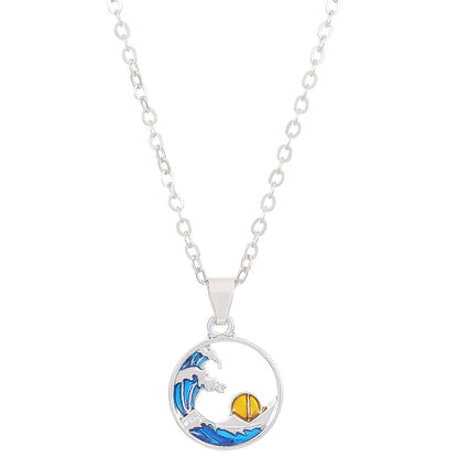 Blue HAILANG Sun Water Drop Pendant Necklace For Women