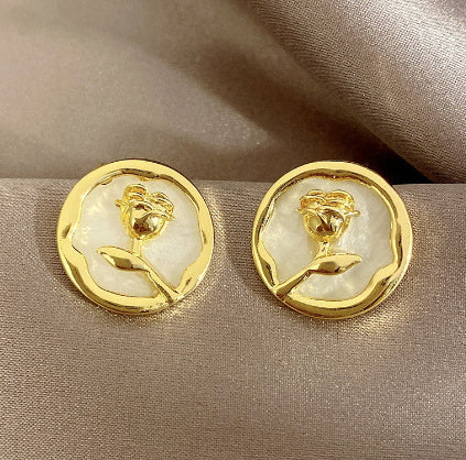 Sterling Silver Needle Rhinestone Earrings For Women New Niche Temperament Simple Flower Elegant Ear Studs Earrings