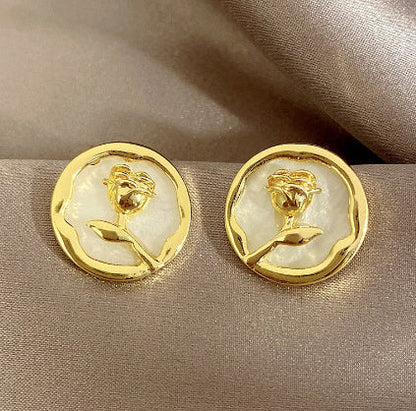 Sterling Silver Needle Rhinestone Earrings For Women New Niche Temperament Simple Flower Elegant Ear Studs Earrings