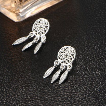 Hollow feather bracelet pendant earrings ring set