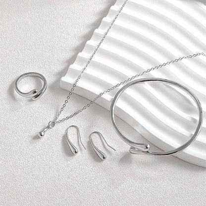 Water Drop Suit Simple Daily Fashion Necklace Earrings Bracelet Ring Suit