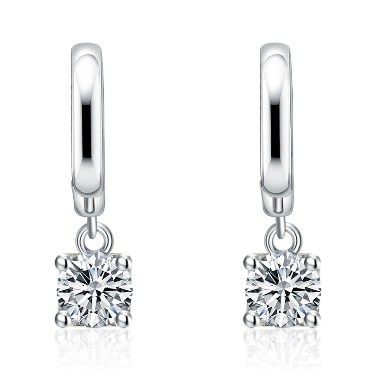Aurora Square Drop Earrings | White gold