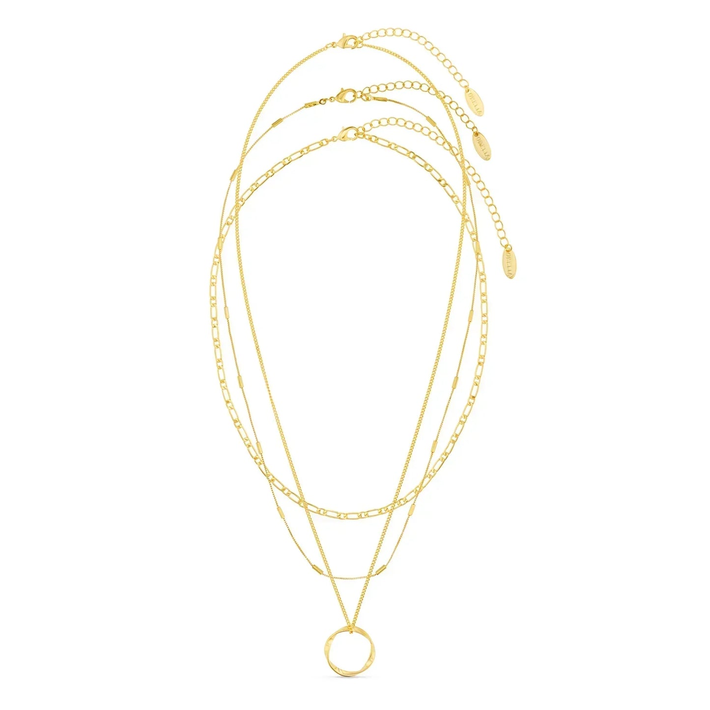 Open Circle Three Row Necklace | White Gold