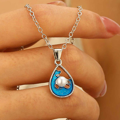 Blue HAILANG Sun Water Drop Pendant Necklace For Women
