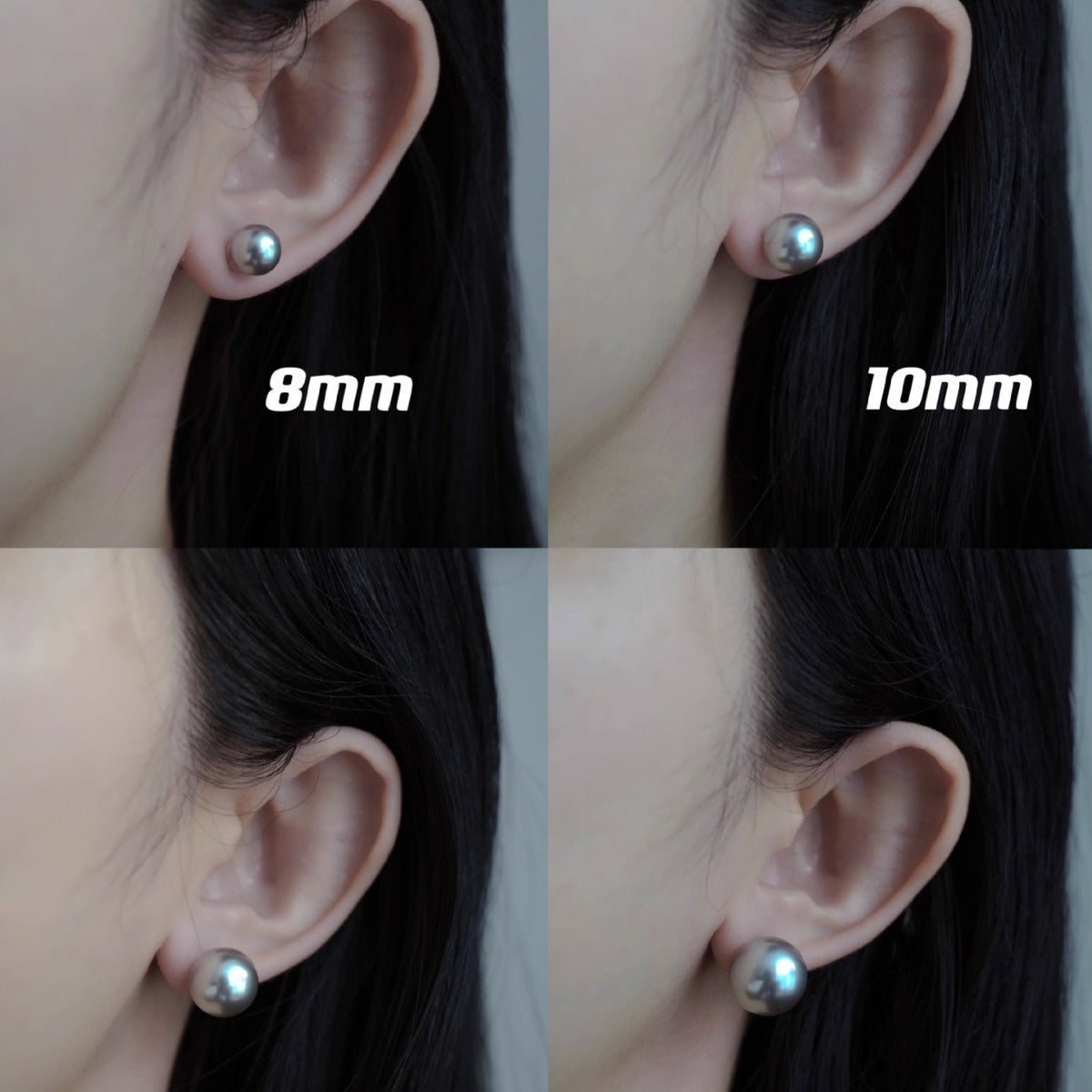 Simple Design Gray Pearl Stud Earrings For Women