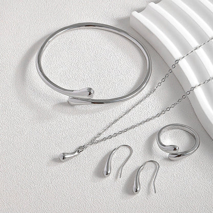 Water Drop Suit Simple Daily Fashion Necklace Earrings Bracelet Ring Suit