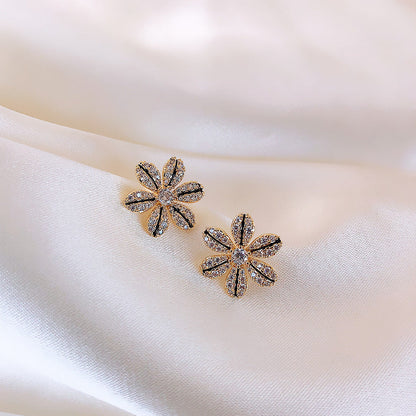 Drip Glazed Earrings Petals Rhinestone Elegant Earrings For Women