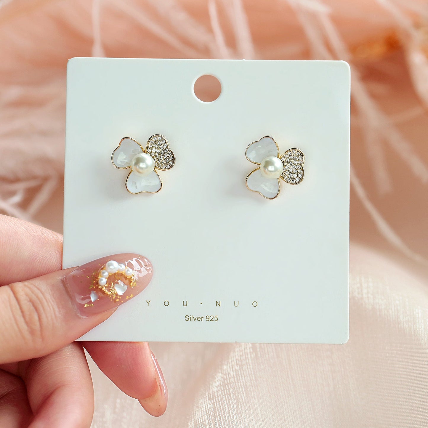 Sterling Silver Needle Rhinestone Earrings For Women New Niche Temperament Simple Flower Elegant Ear Studs Earrings