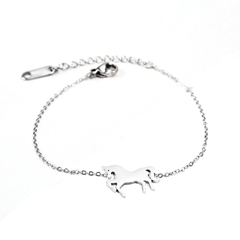 Fashion Gold Stainless Steel Unicorn Horse Charm Bracelet Dainty Silver Chain Bracelets For Women Girls Jewelry Gift