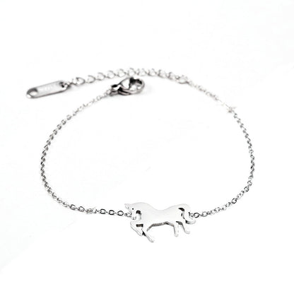 Fashion Gold Stainless Steel Unicorn Horse Charm Bracelet Dainty Silver Chain Bracelets For Women Girls Jewelry Gift