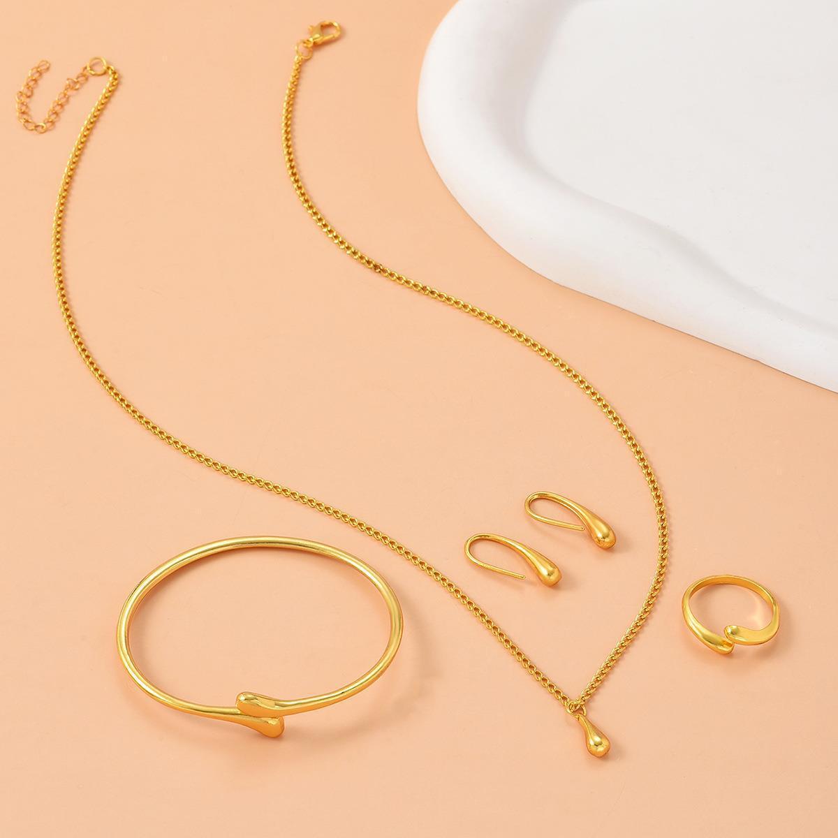 Water Drop Suit Simple Daily Fashion Necklace Earrings Bracelet Ring Suit