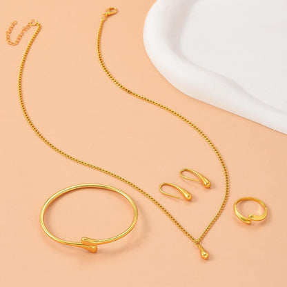 Water Drop Suit Simple Daily Fashion Necklace Earrings Bracelet Ring Suit