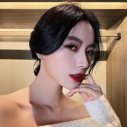 Drip Glazed Earrings Petals Rhinestone Elegant Earrings For Women