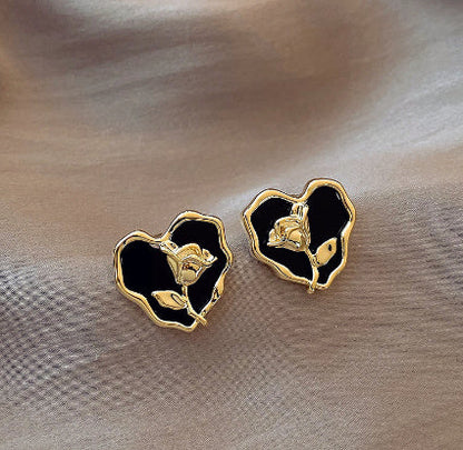 Sterling Silver Needle Rhinestone Earrings For Women New Niche Temperament Simple Flower Elegant Ear Studs Earrings