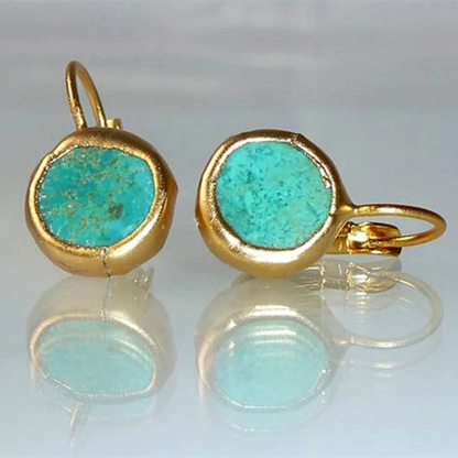 Amelie™ | Gold Earrings with Turquoise Stone