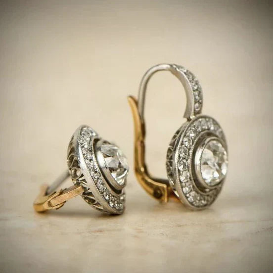 Vintage Silver Earrings with Zirconia | Mixed Gold